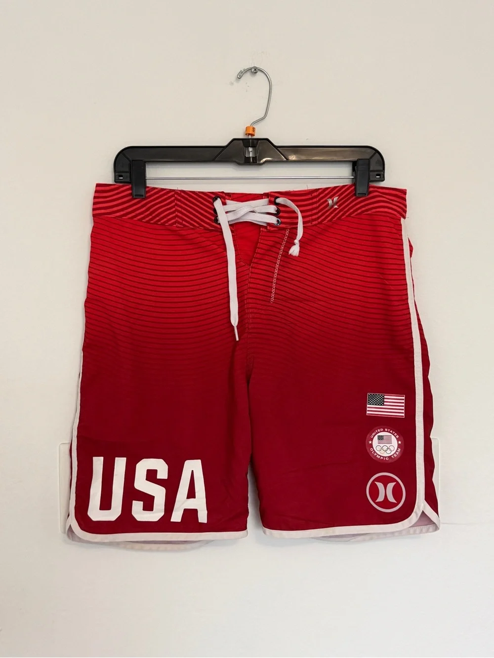 Hurley Red Swim Shorts with White Trim and USA Logos